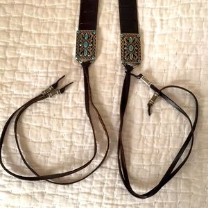 Vintage Brighton Croc/silver, turquoise tie belt